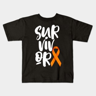 Leukemia Cancer Survivor Shirt Orange Ribbon Kidney Kids T-Shirt